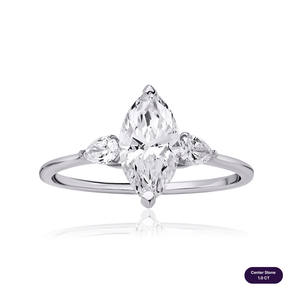 Three stones lab diamond ring marquise