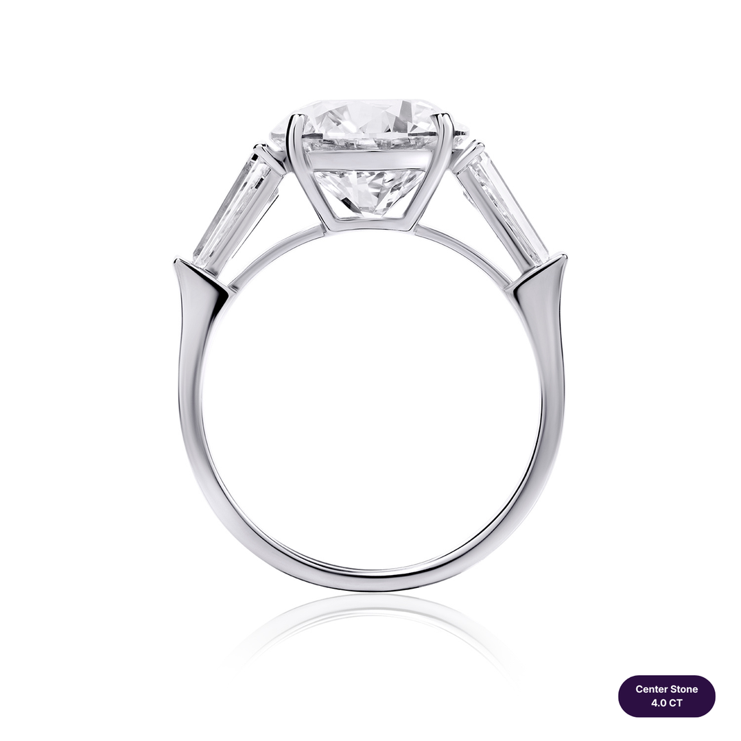Three-Stones Lab Diamond Ring Round with Tapered