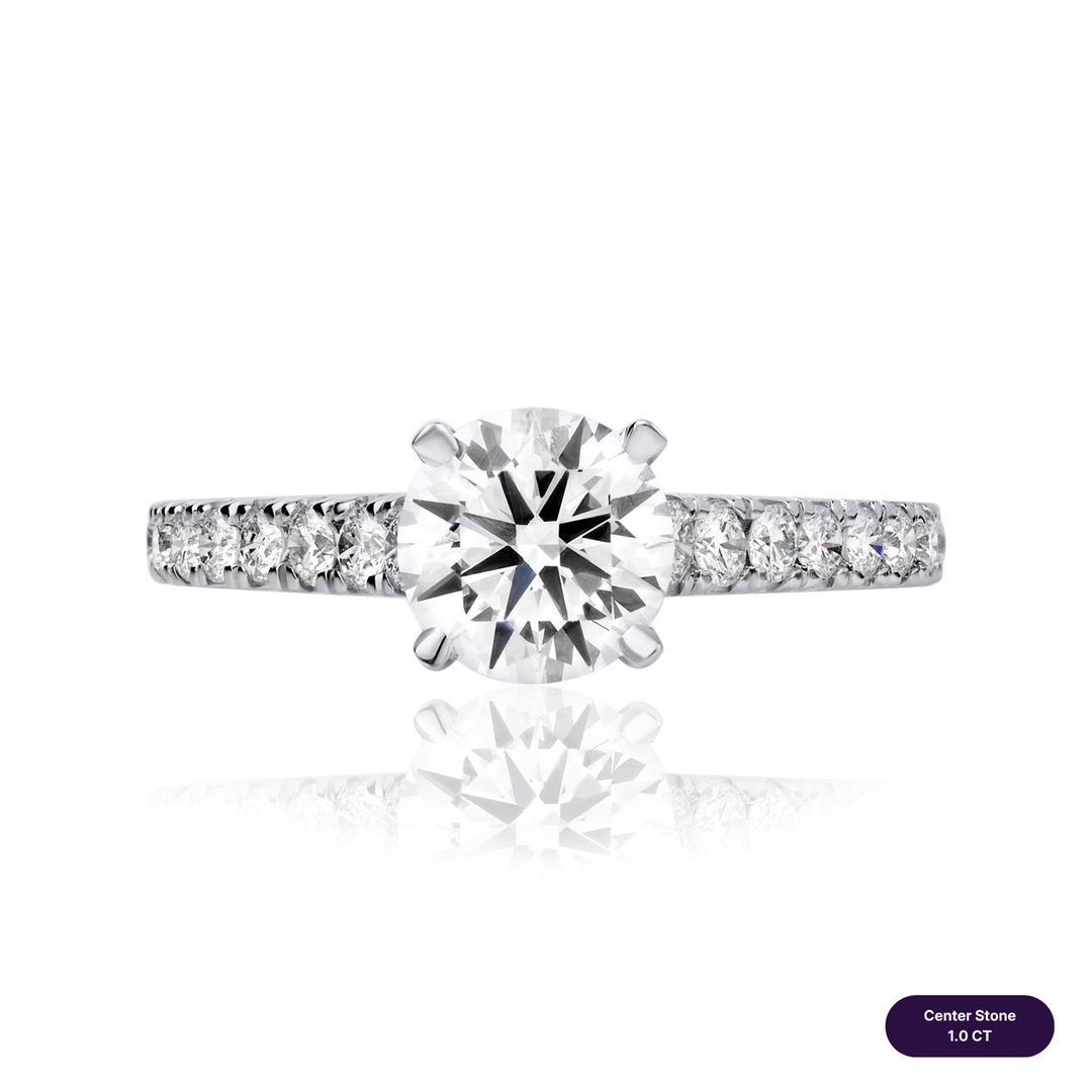 Solitaire Pave Lab Diamond Ring Round