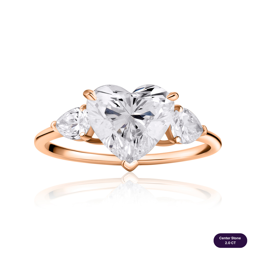 Three-Stones Lab Diamond Ring Heart