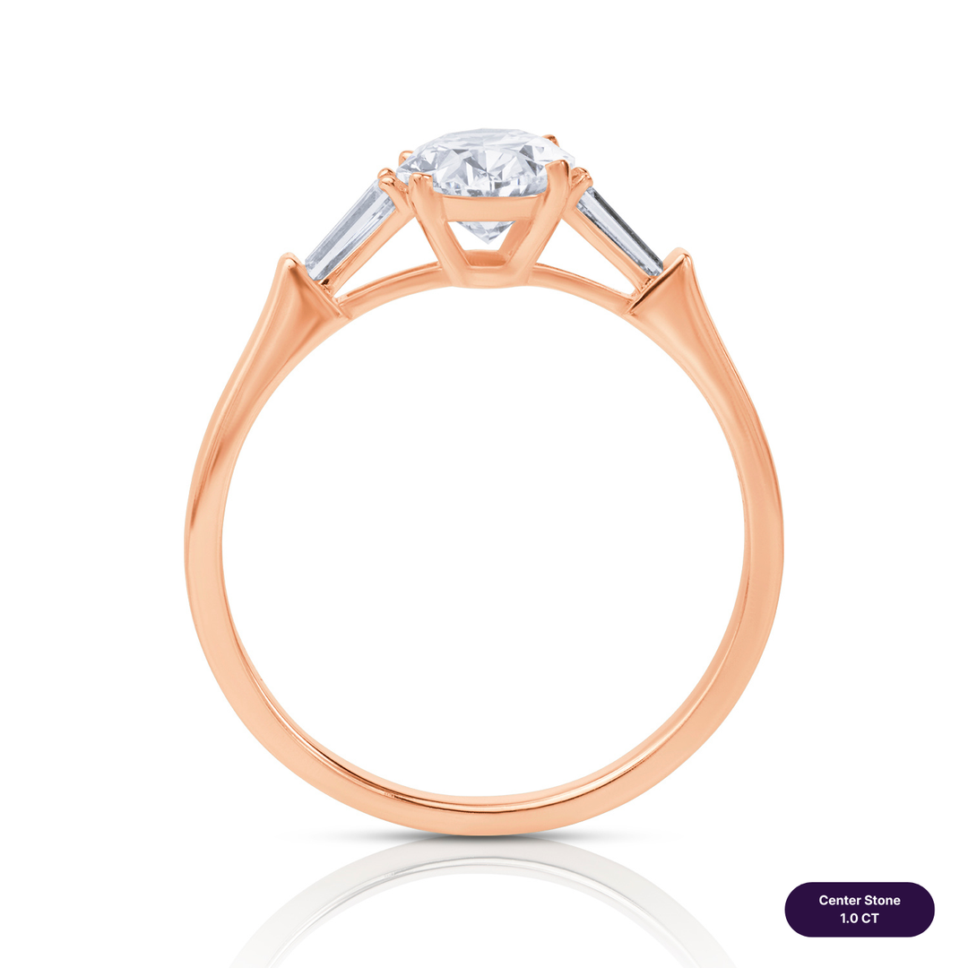 Three-Stones Lab Diamond Ring Oval with Tapered