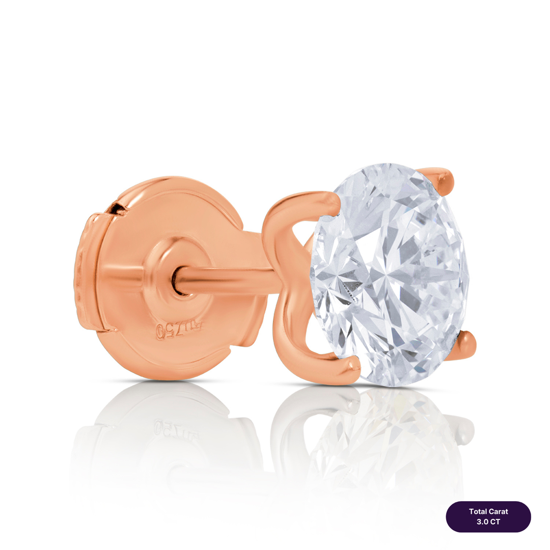 Solitaire Stud Lab Diamond Earrings Round