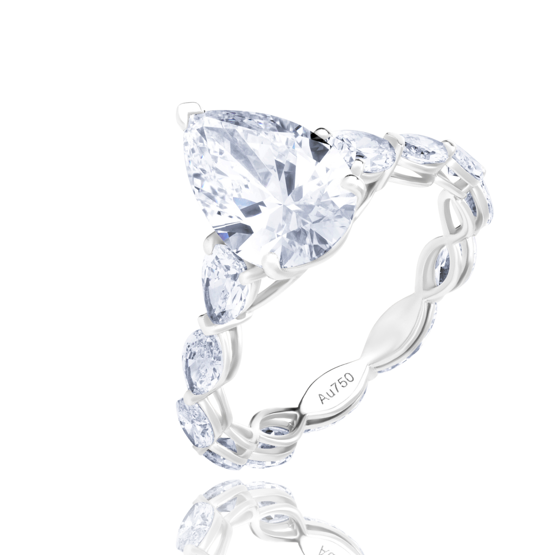 Special Lab Diamond Ring Pear with Marquise