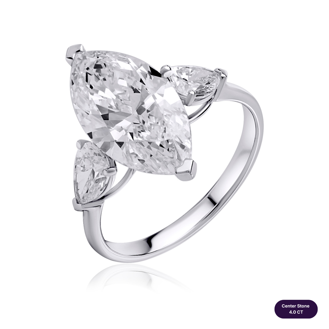 Three-Stones Lab Diamond Ring Marquise