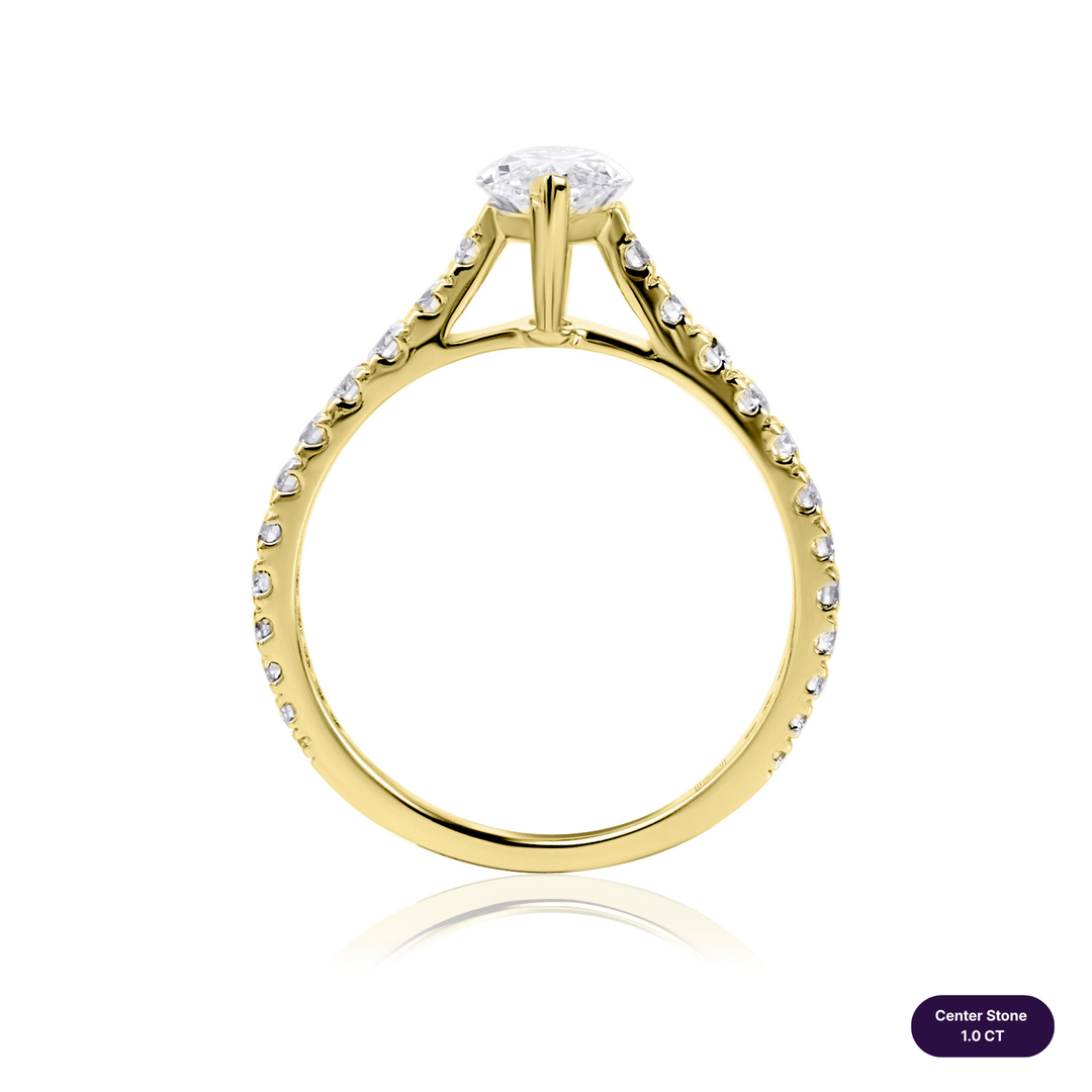 Solitaire Pave Lab Diamond Ring Marquise