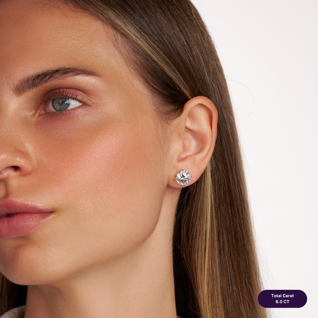 Solitaire Stud Lab Diamond Earrings Round