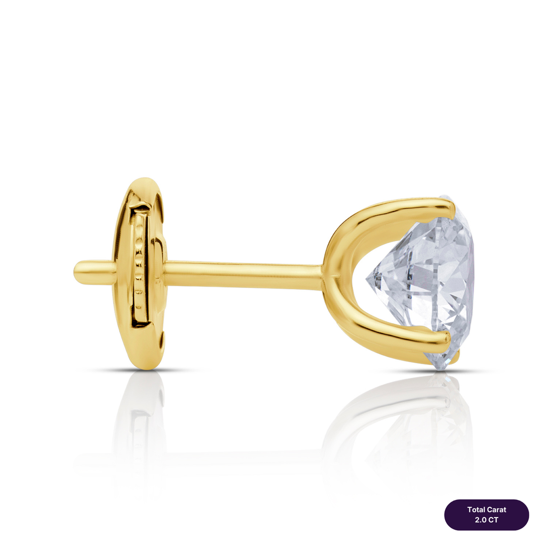 Solitaire Stud Lab Diamond Earrings Round