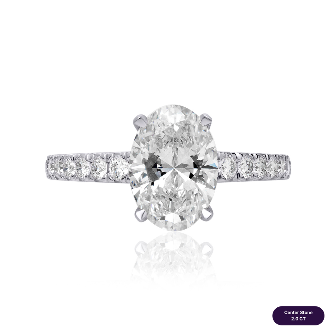 Solitaire Pave Lab Diamond Ring Oval