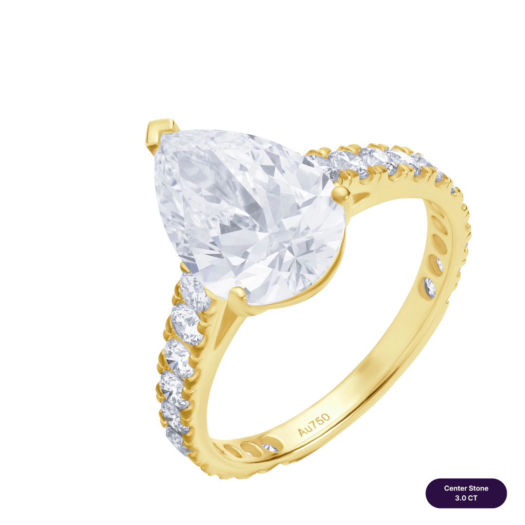 Solitaire Pave Lab Diamond Ring Pear