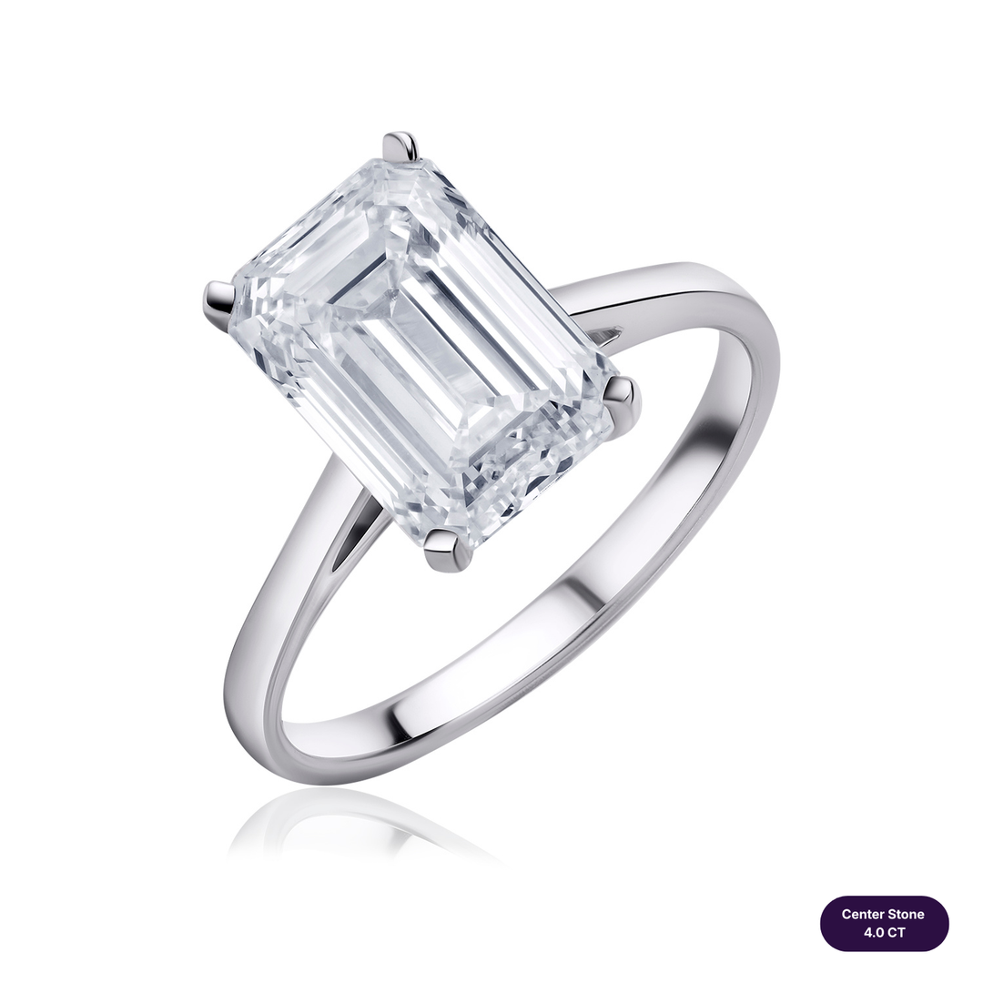 Solitaire Lab Diamond Ring Emerald