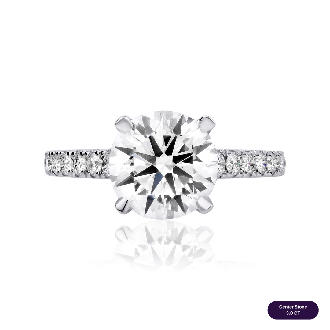 Solitaire Pave Lab Diamond Ring Round