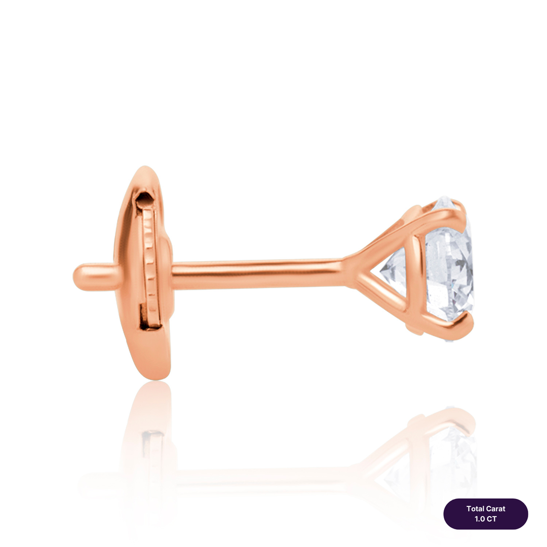 Solitaire Stud Lab Diamond Earrings Round