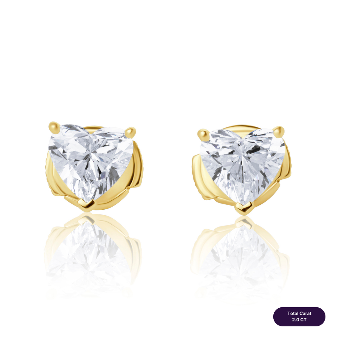Solitaire Stud Lab Diamond Earrings Heart