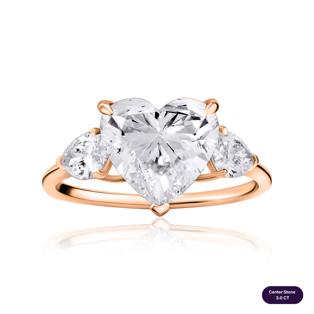 Three-Stones Lab Diamond Ring Heart