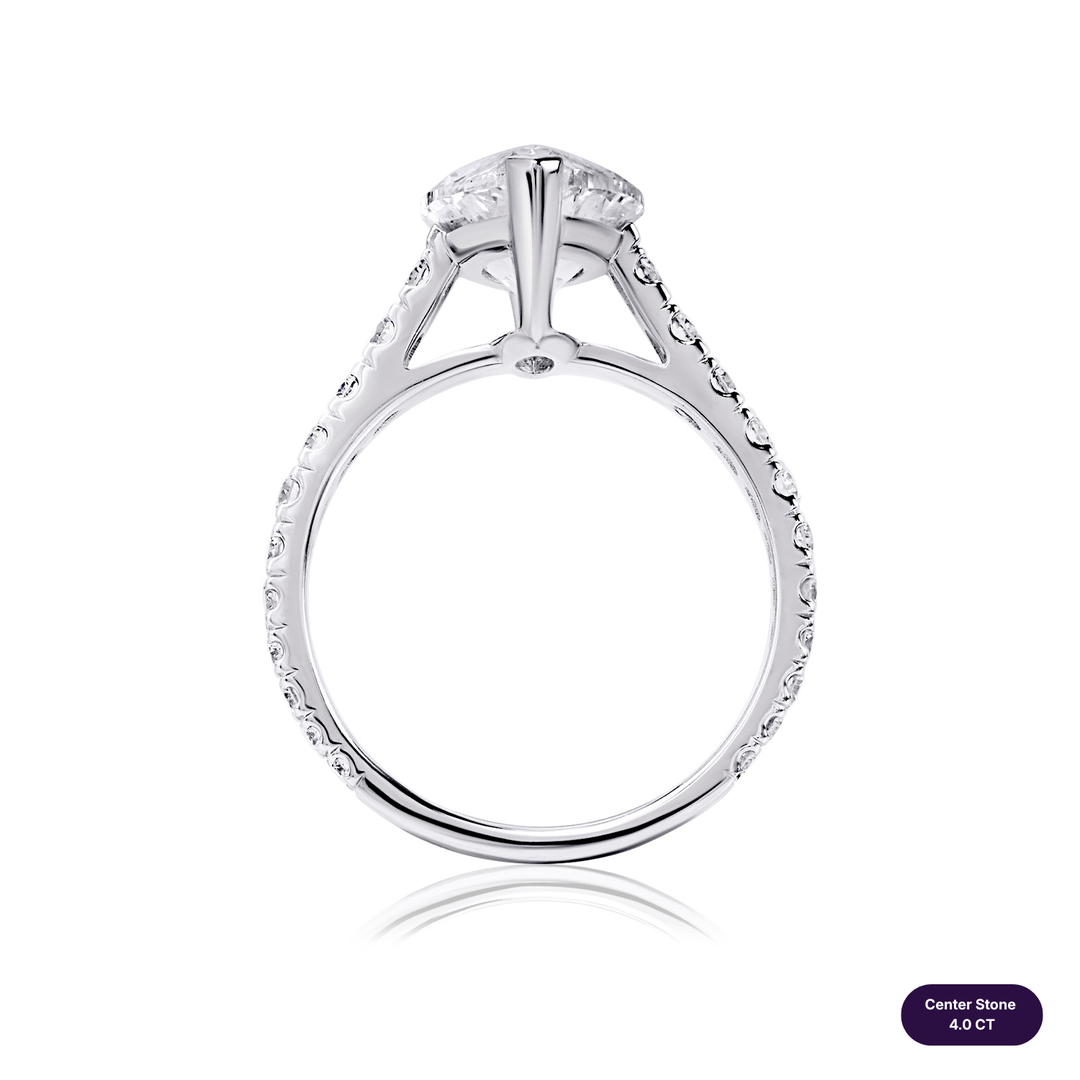 Solitaire Pave Lab Diamond Ring Marquise