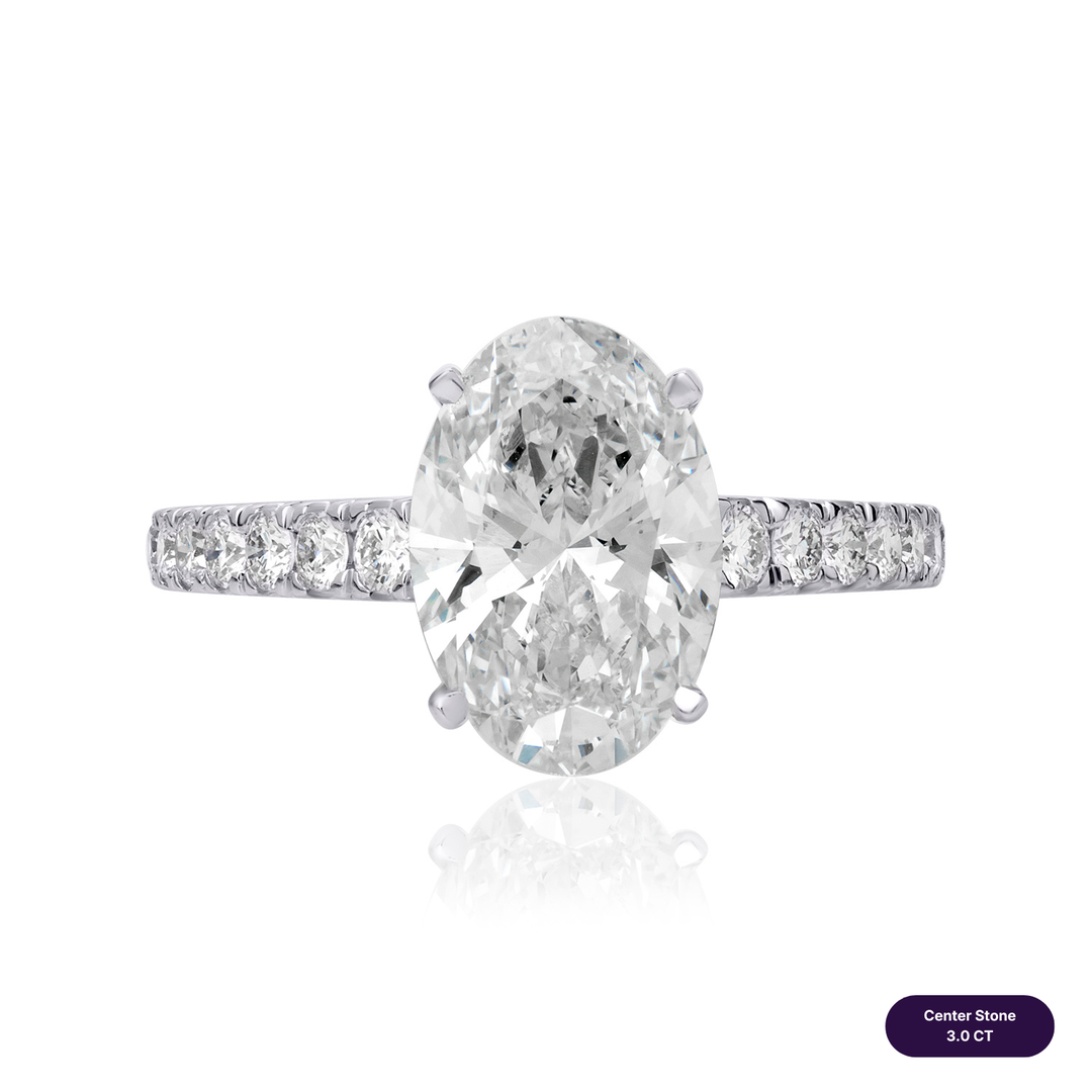 Solitaire Pave Lab Diamond Ring Oval