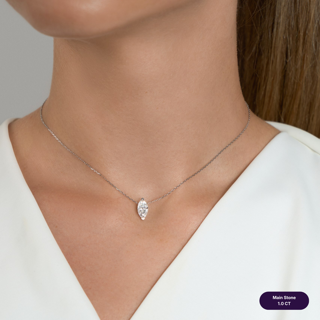 Solitaire Lab Diamond Necklace Marquise