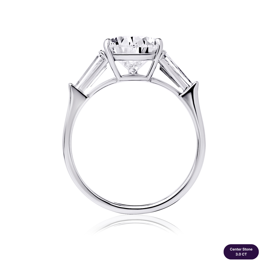 Three-Stones Lab Diamond Ring Pear with Tapered