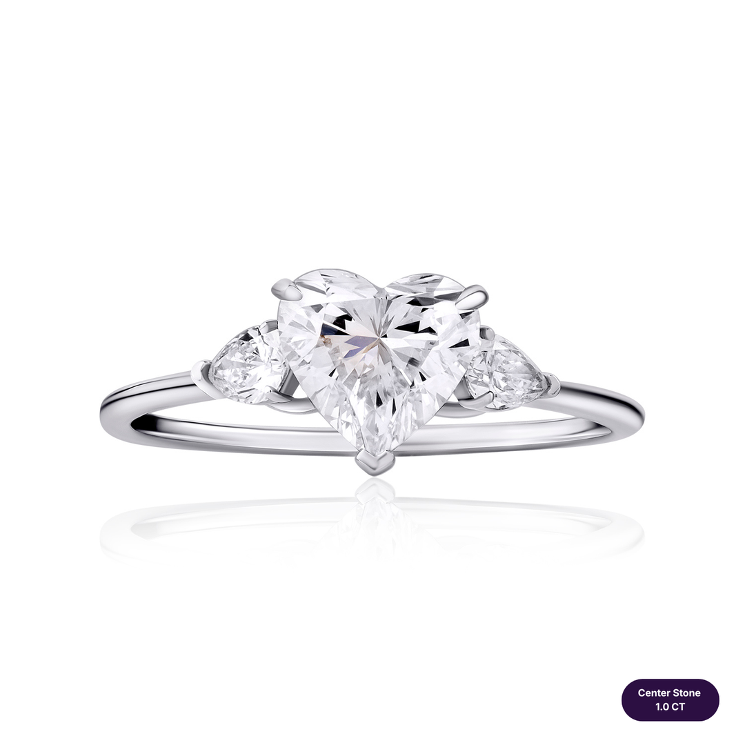 Three-Stones Lab Diamond Ring Heart