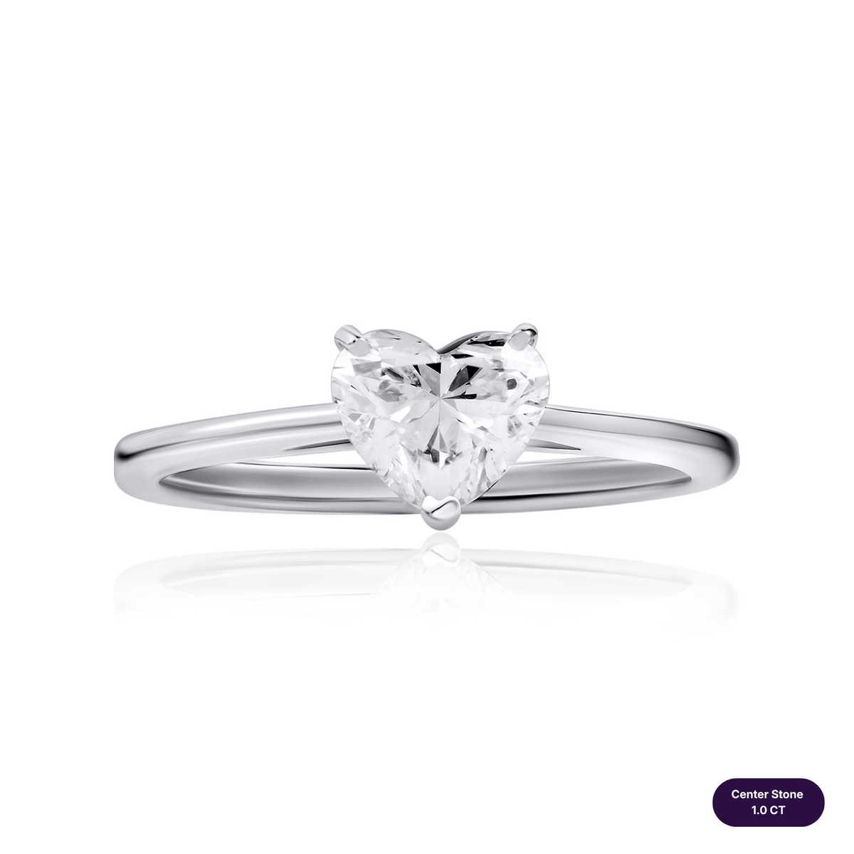 Solitaire lab diamond ring heart