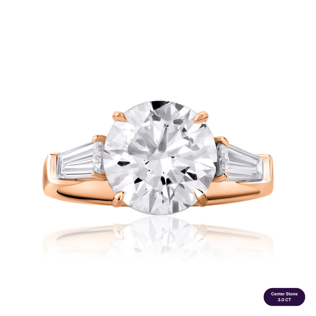 Three-Stones Lab Diamond Ring Round with Tapered