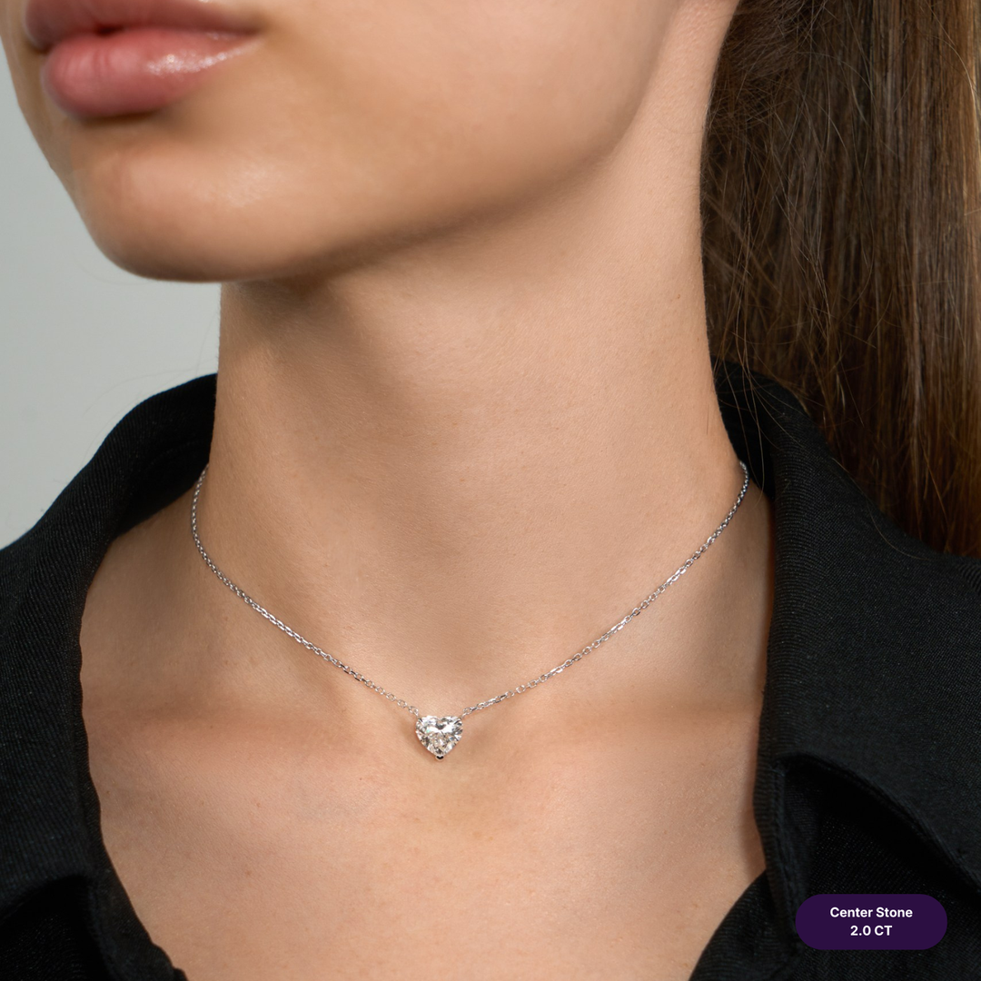 Solitaire Lab Diamond Necklace Heart