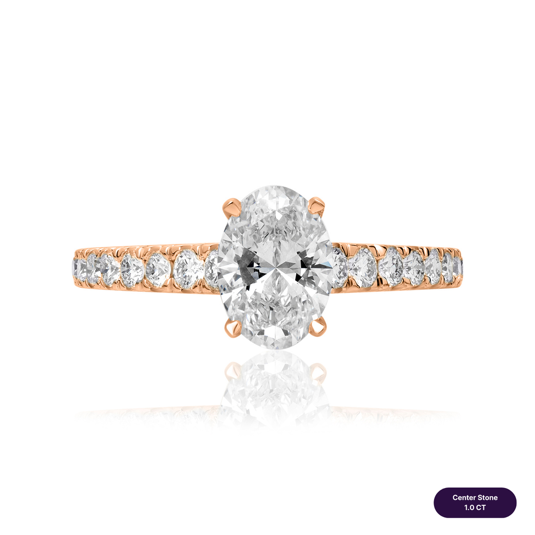 Solitaire Pave Lab Diamond Ring Oval