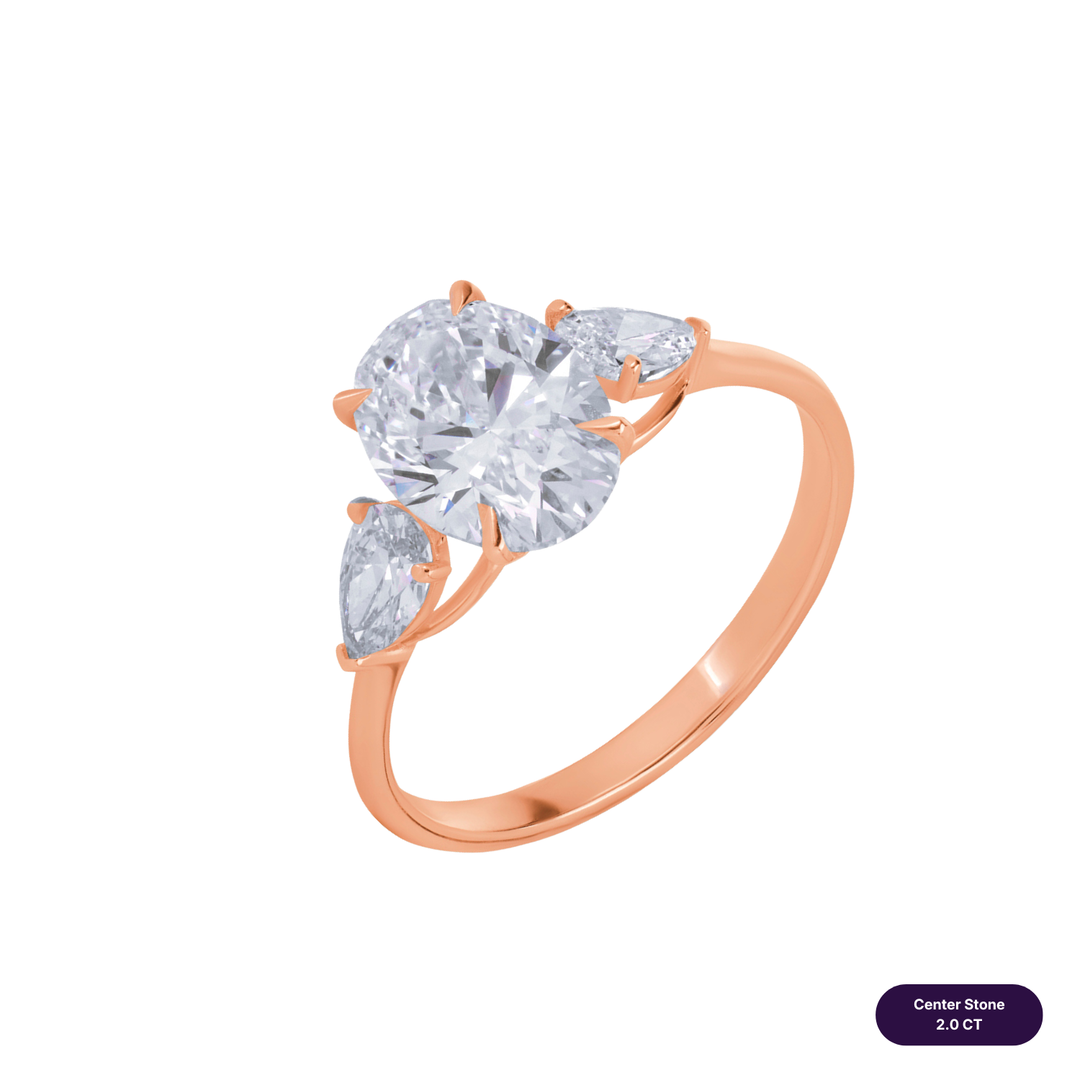 Three-Stones Lab Diamond Ring Oval