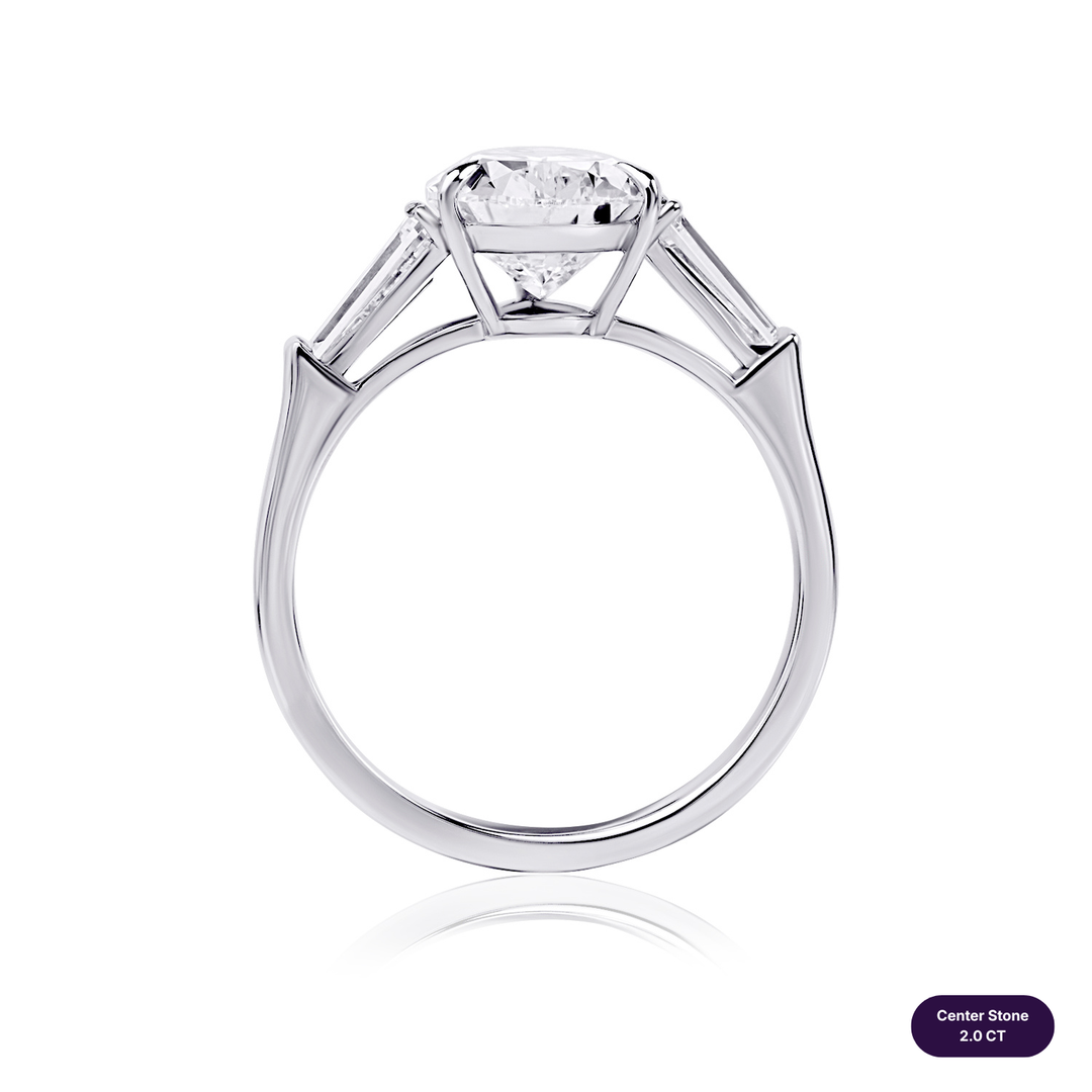 Three-Stones Lab Diamond Ring Pear with Tapered