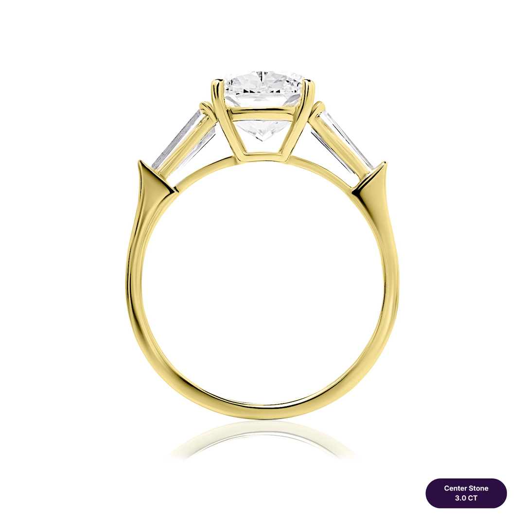 Three-Stones Lab Diamond Ring Cushion with Tapered