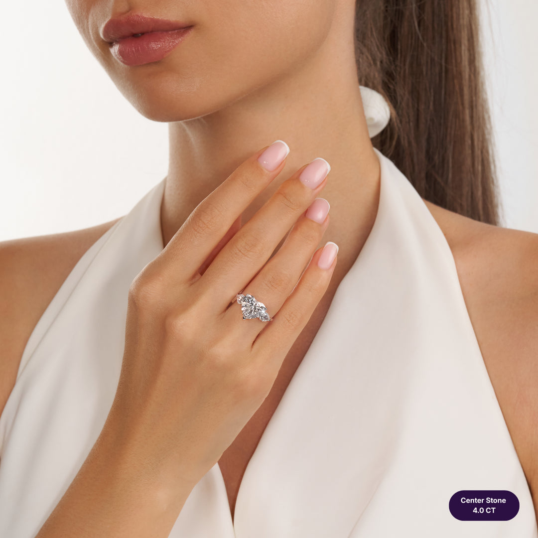 Three-Stones Lab Diamond Ring Heart