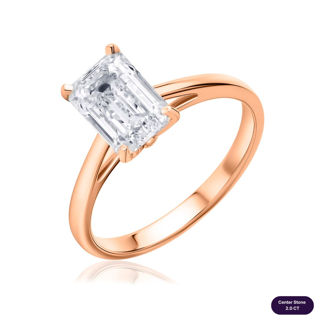 Solitaire Lab Diamond Ring Emerald