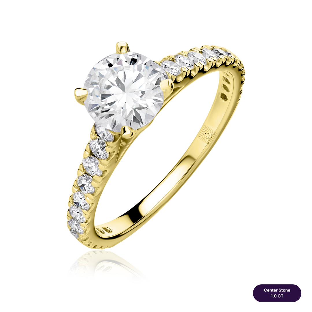 Solitaire Pave Lab Diamond Ring Round