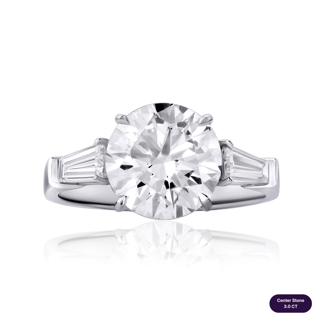 Three-Stones Lab Diamond Ring Round with Tapered