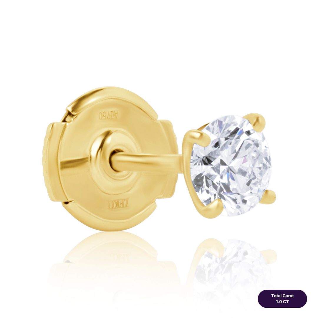 Solitaire Stud Lab Diamond Earrings Round