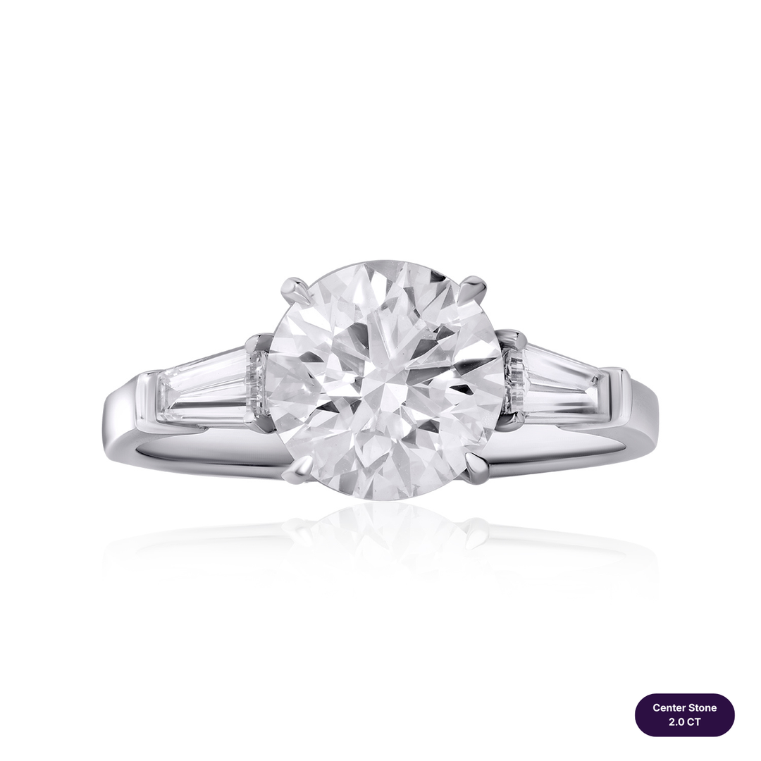 Three-Stones Lab Diamond Ring Round with Tapered