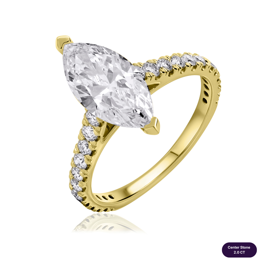 Solitaire Pave Lab Diamond Ring Marquise