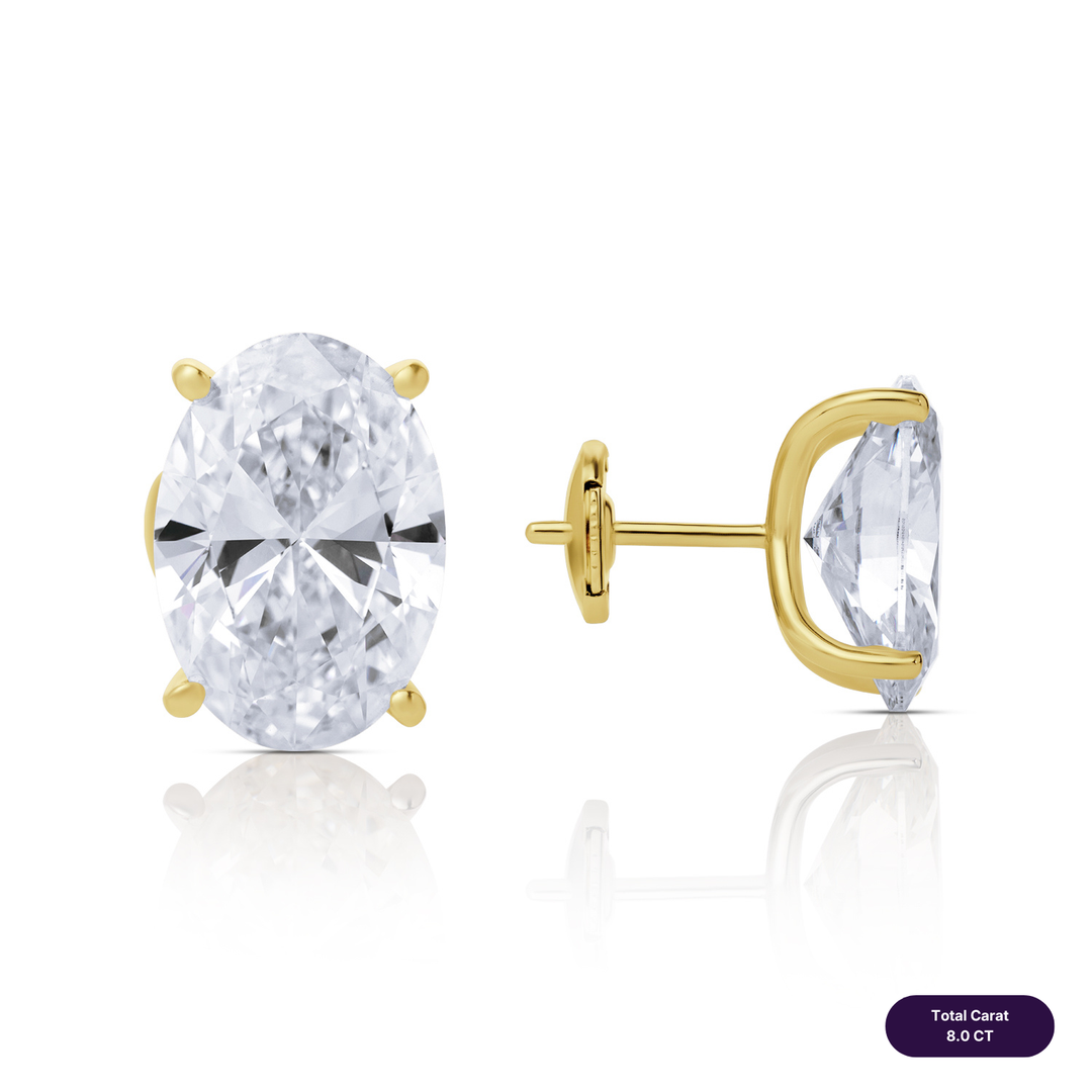 Solitaire Stud Lab Diamond Earrings Oval