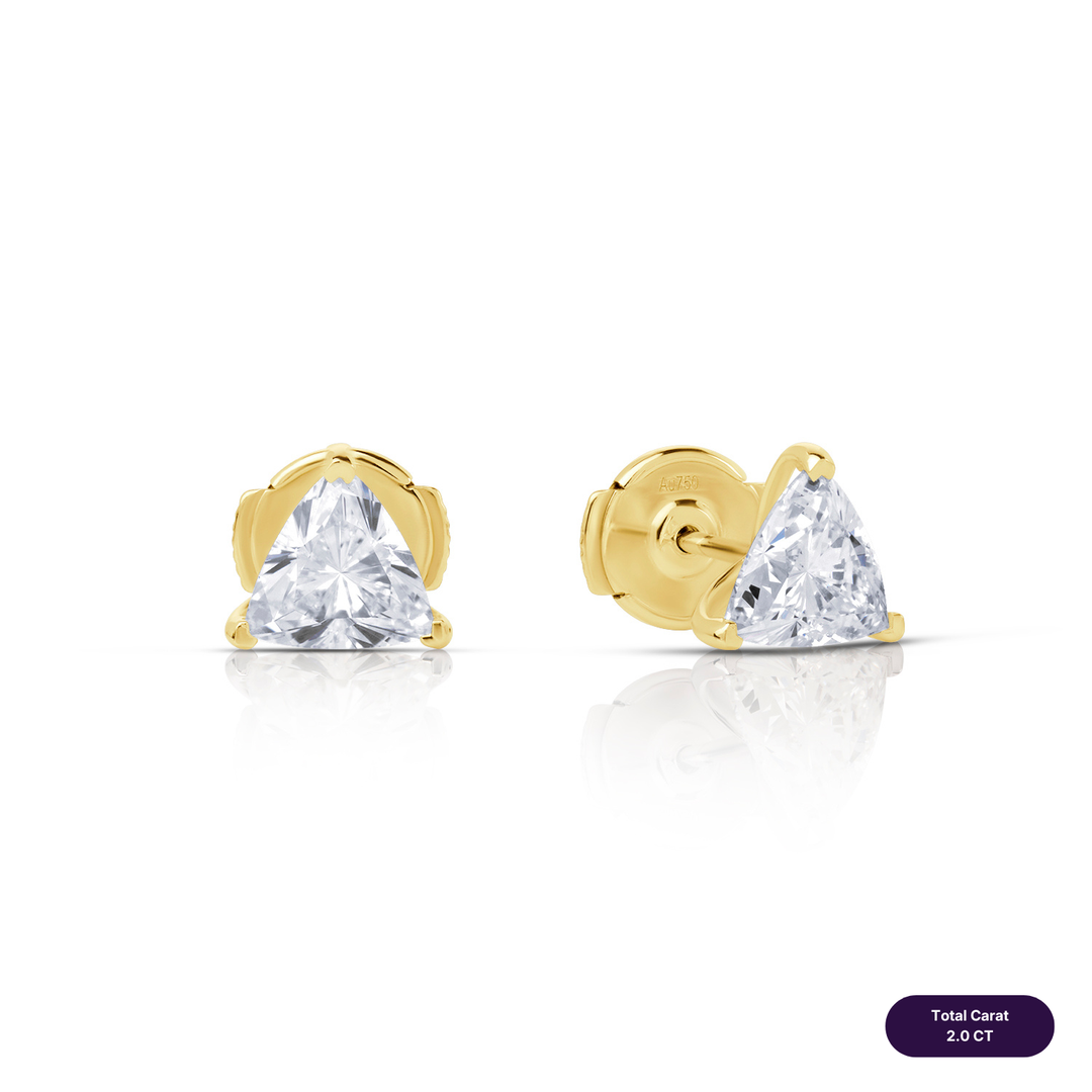 Solitaire Stud Lab Diamond Earrings Trilliant