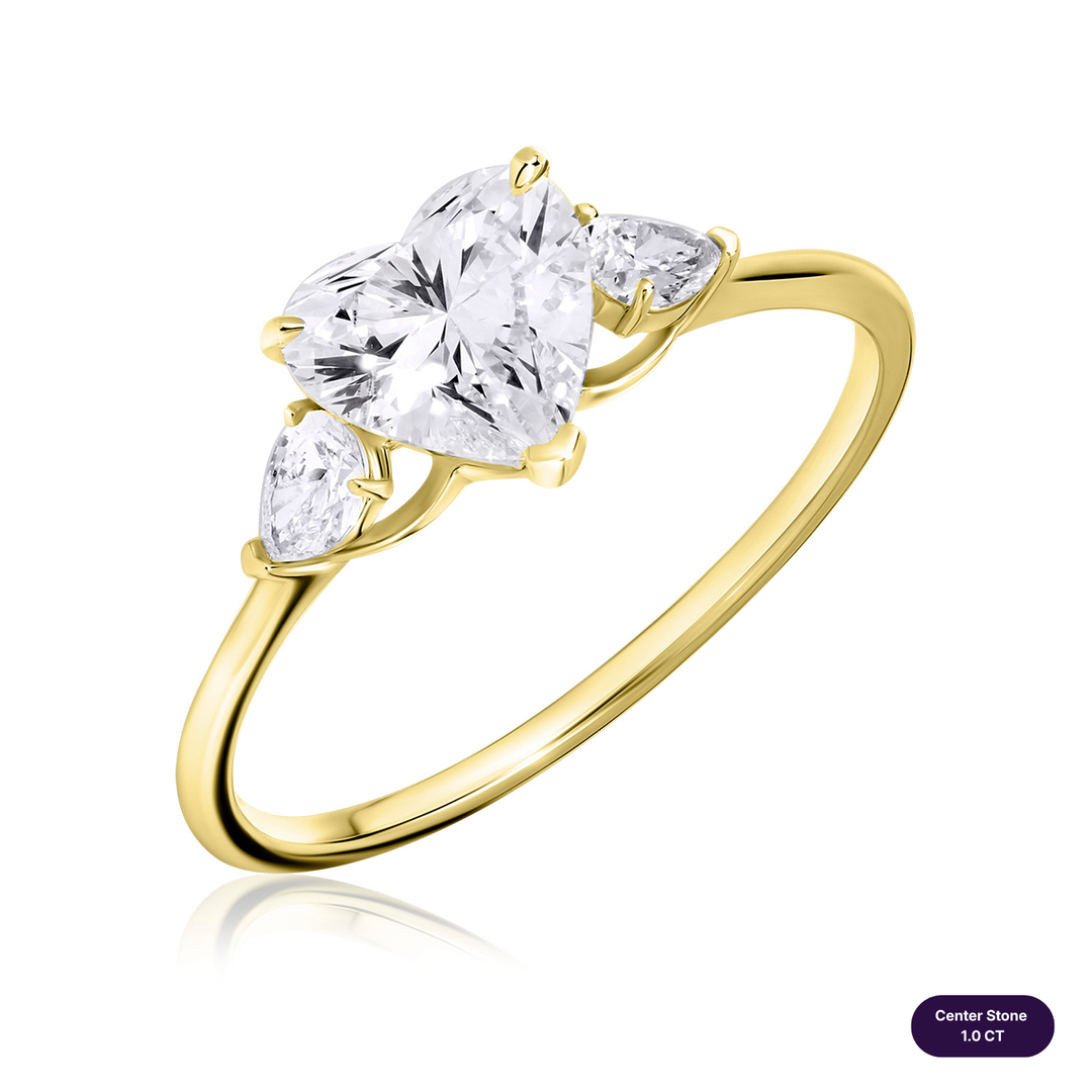 Three-Stones Lab Diamond Ring Heart