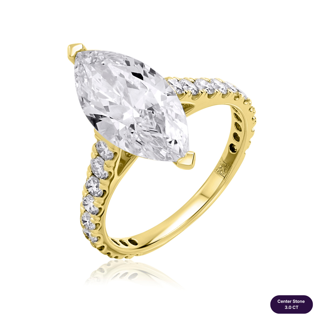 Solitaire Pave Lab Diamond Ring Marquise