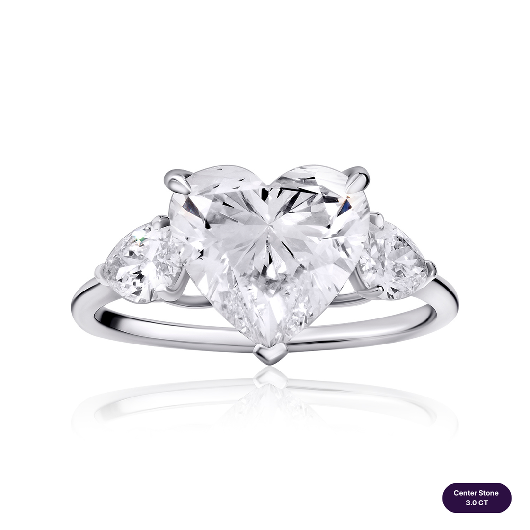 Three-Stones Lab Diamond Ring Heart