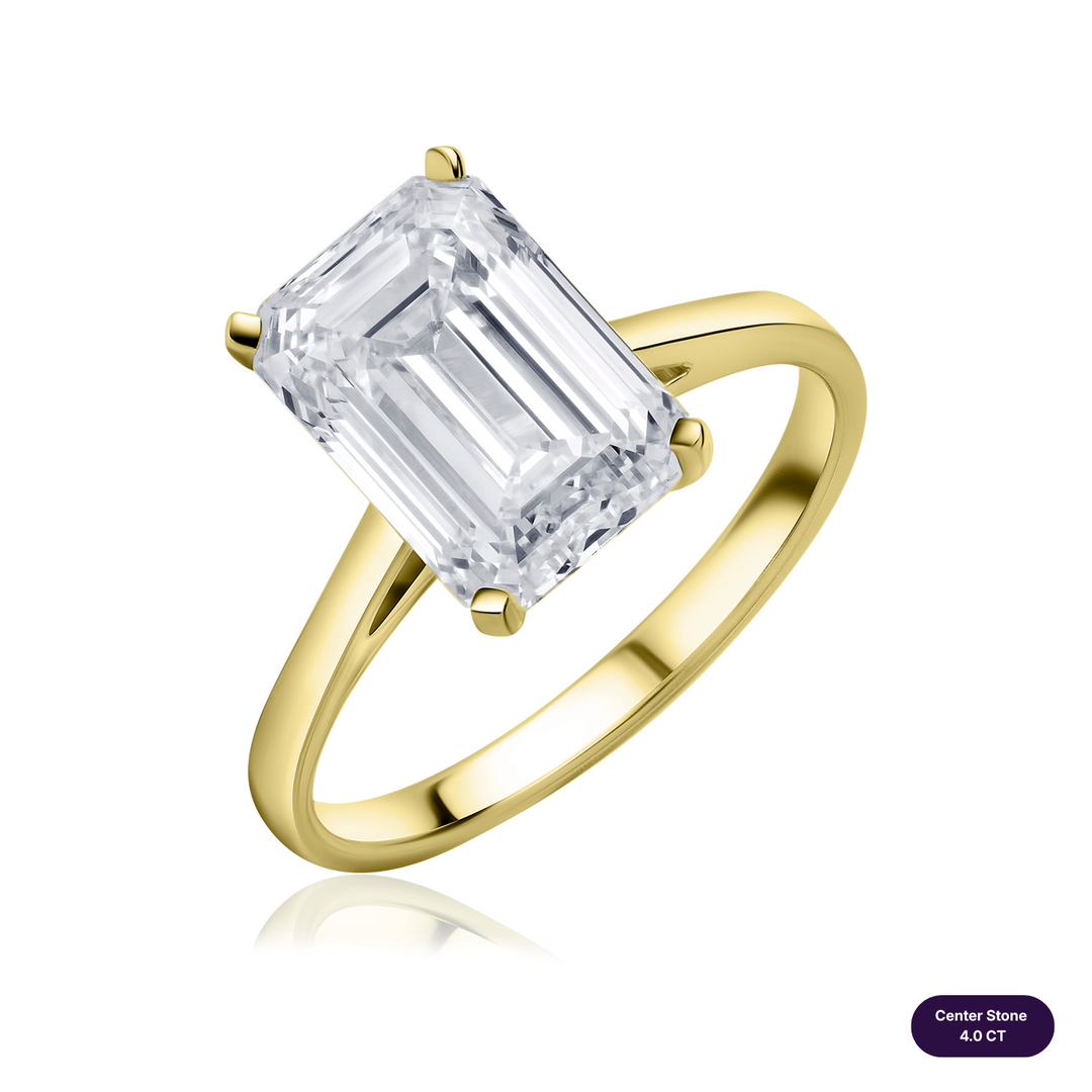 Solitaire Lab Diamond Ring Emerald