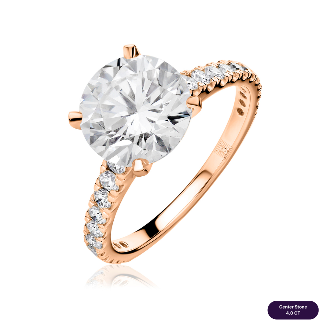 Solitaire Pave Lab Diamond Ring Round