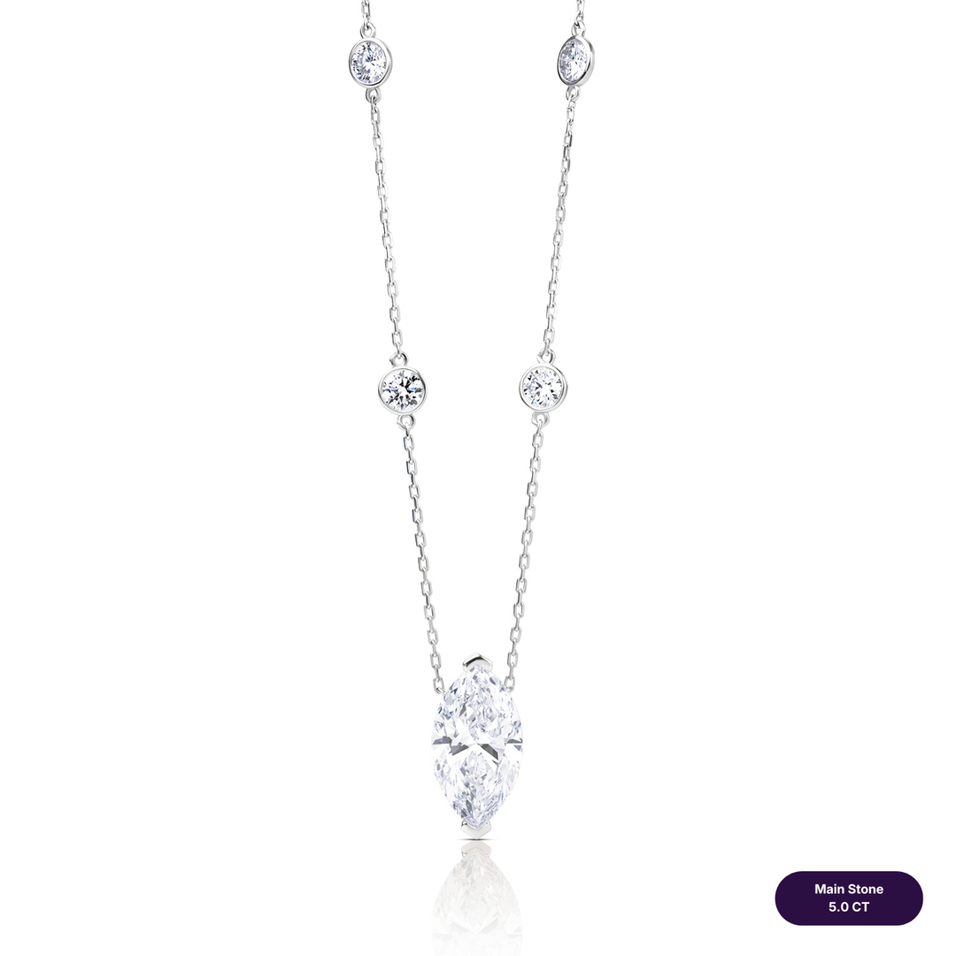 Solitaire Lab Diamond Necklace Marquise with Round