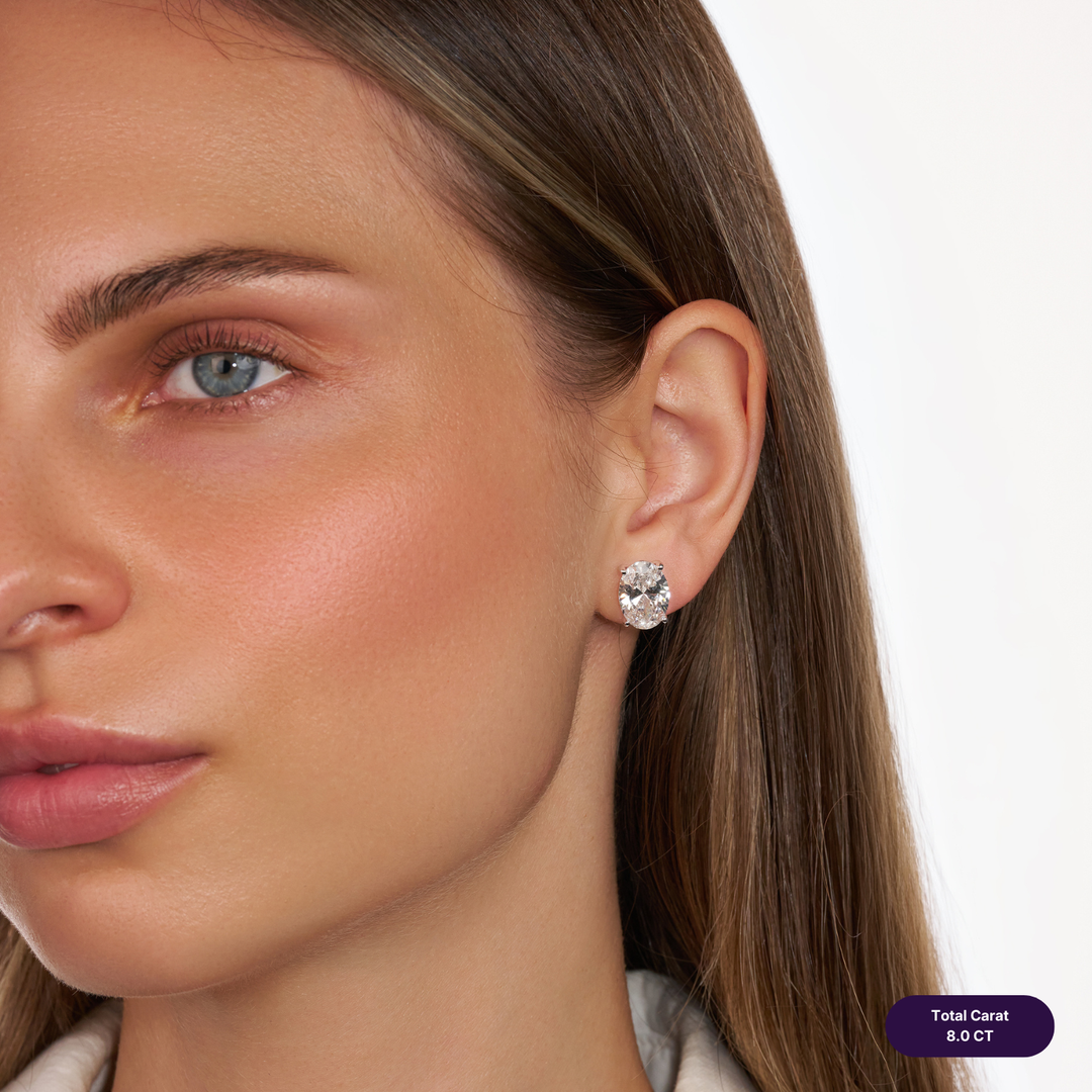 Solitaire Stud Lab Diamond Earrings Oval