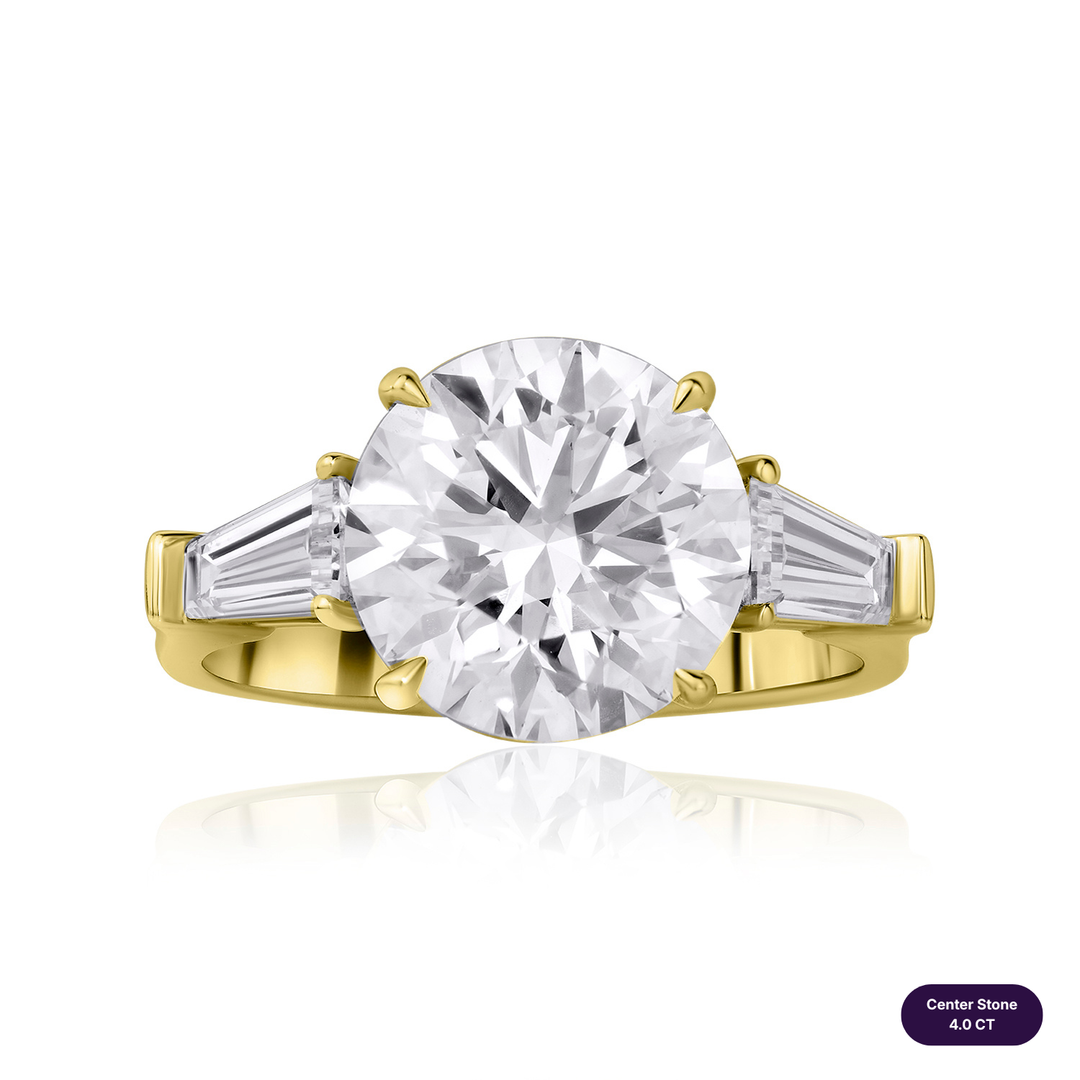 Three-Stones Lab Diamond Ring Round with Tapered