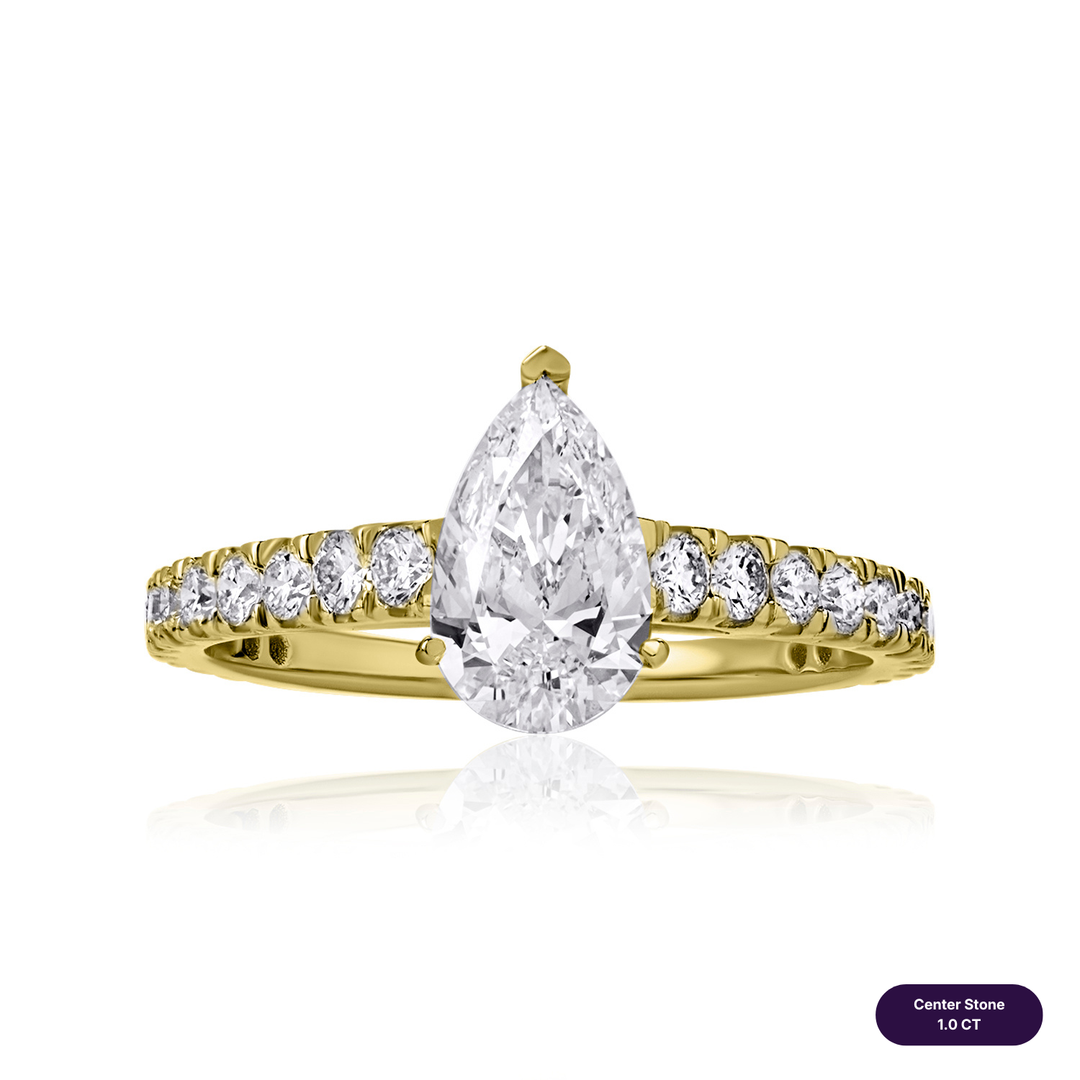 Solitaire Pave Lab Diamond Ring Pear