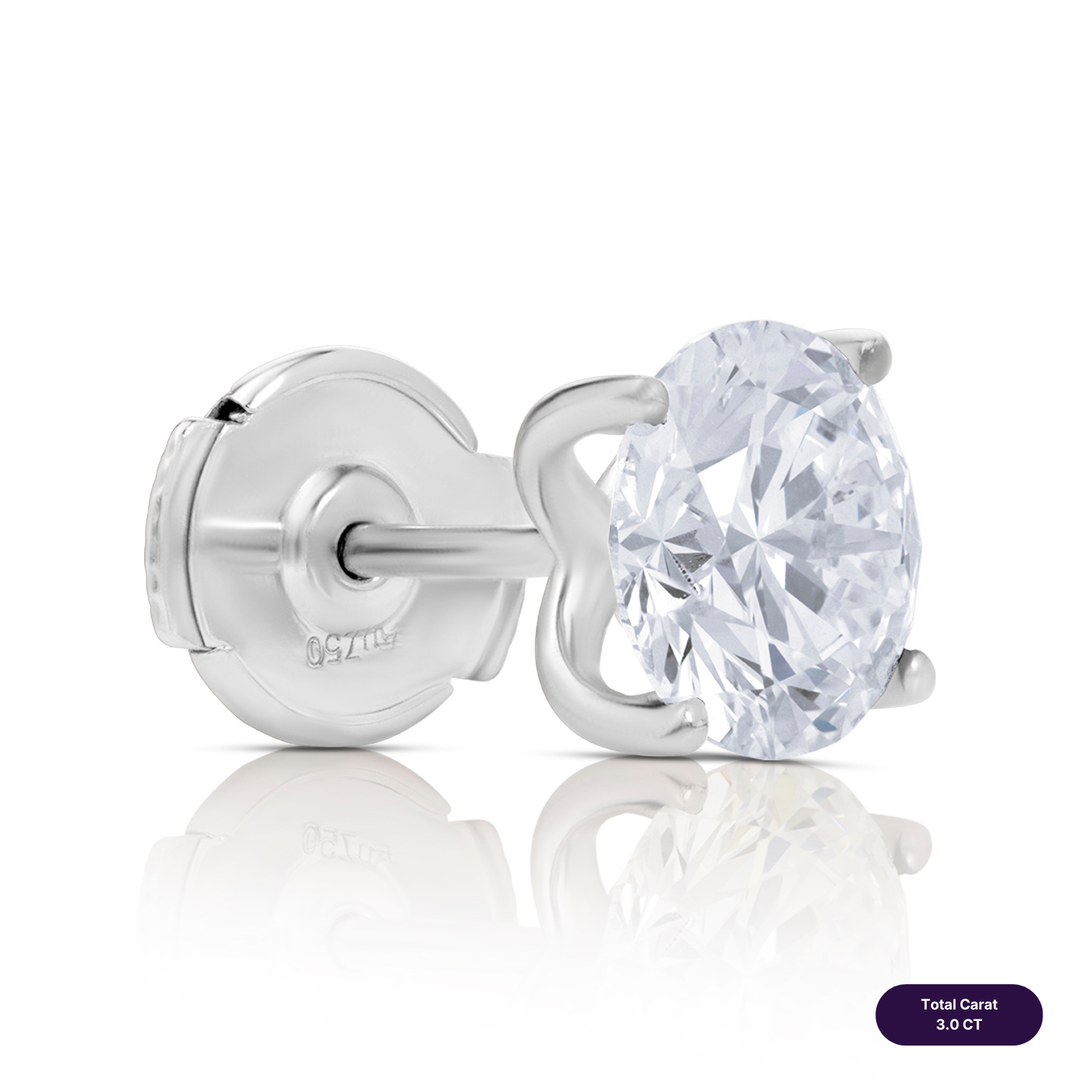 Solitaire Stud Lab Diamond Earrings Round