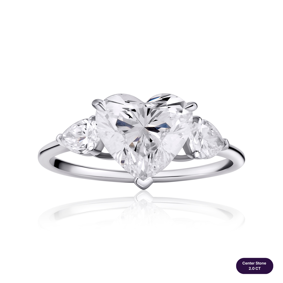 Three-Stones Lab Diamond Ring Heart